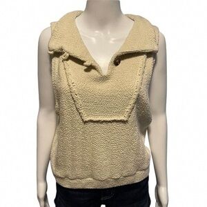 Cream Sleeveless Knit Top